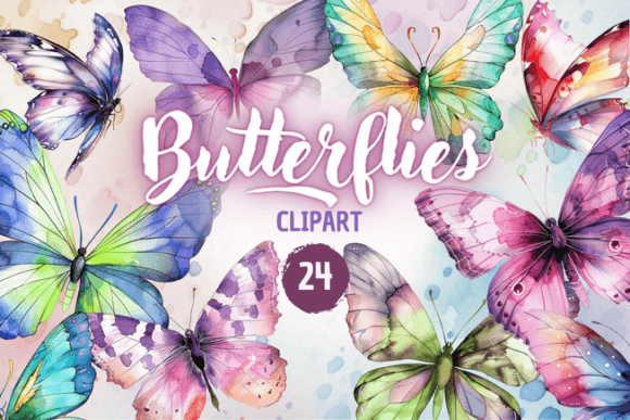 Download Watercolor Butterflies - Clipart - Watercolor butterflies Collection