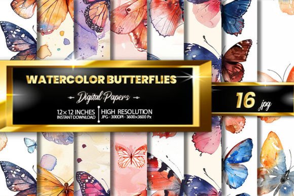 Download Watercolor Butterflies Digital Papers - Watercolor butterflies Collection