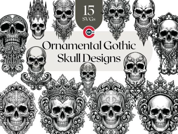 Download Ornamental Gothic Skull SVG Bundle - Ornamental Collection