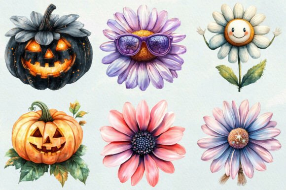 Download Groovy Halloween Daisies Clipart - Groovy Collection