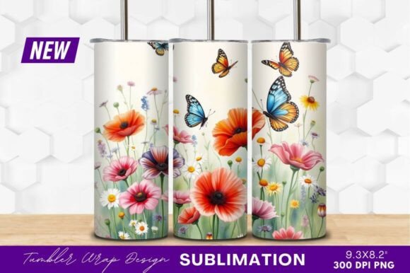 Download Watercolor Butterflies Flowers Tumbler - Watercolor butterflies Collection