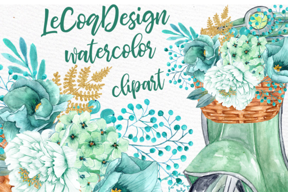 Download Mint Watercolor Flowers WATERCOLOR CLIPART  Spring Flowers Wedding Clipart Floral Clipart Floral Wreaths - Wedding Collection
