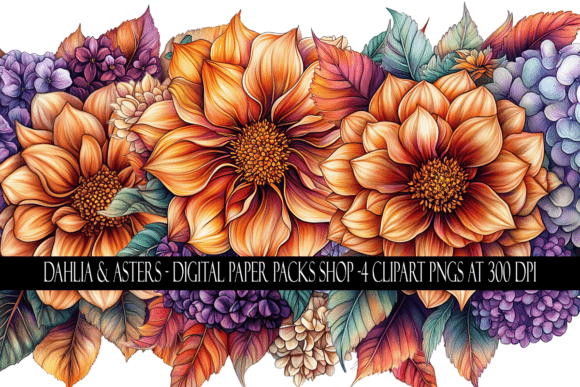 Download Fall Dahlias and Aster Flower Clipart - Aster flower clipart Collection