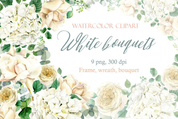 Download Wedding Frame White Roses,Eucalyptus - Wedding Collection