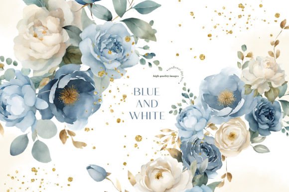 Download Elegant Navy &amp; White Flowers Clipart - White flowers Collection