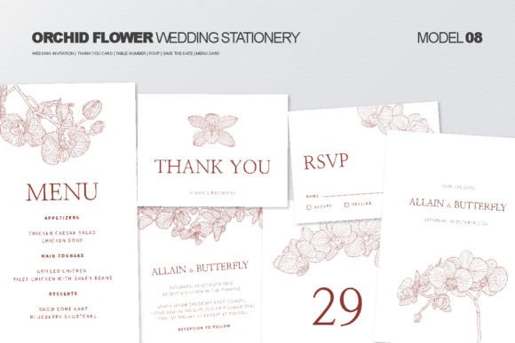 Download Wedding Stationery with Orchid Flower - Wedding Collection