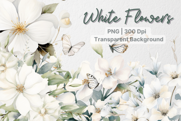 Download White Flowers Clipart, Watercolor Floral - White flowers Collection