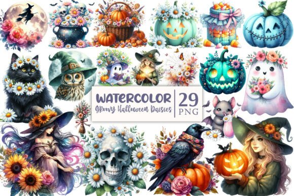 Download Groovy Halloween Daisies Clipart - Groovy Collection