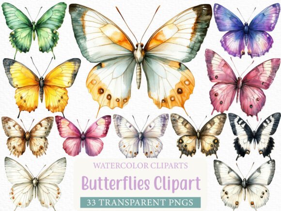 Download Watercolor Butterflies Clipart - Watercolor butterflies Collection