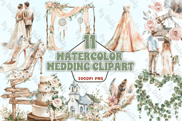Download Watercolor Wedding Clipart PNG - Wedding Collection