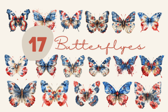 Download Patriotic Watercolor Butterflies Flowers - Watercolor butterflies Collection