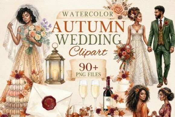 Download Black Autumn Wedding Clipart PNG Bundle - Wedding Collection