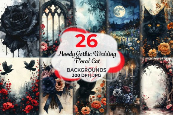Download Moody Gothic Wedding Floral Cat - Wedding Collection