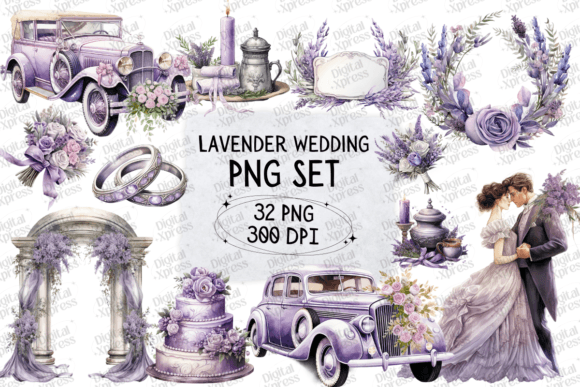 Download Lavender Wedding Clipart-Png Set - Wedding Collection