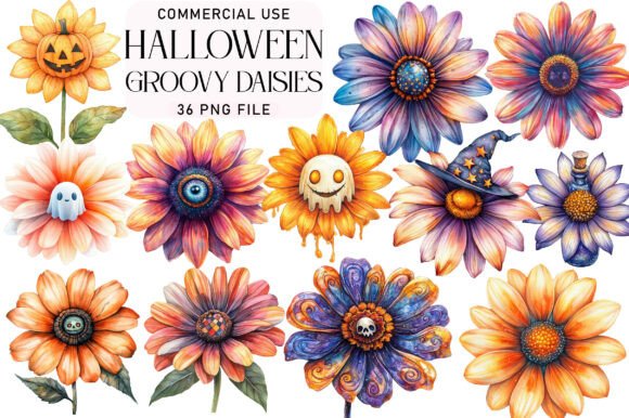 Download Groovy Halloween Daisies Clipart - Groovy Collection